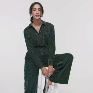 NWT Green Velvet Utility / Cargo Jumpsuit or Coveralls